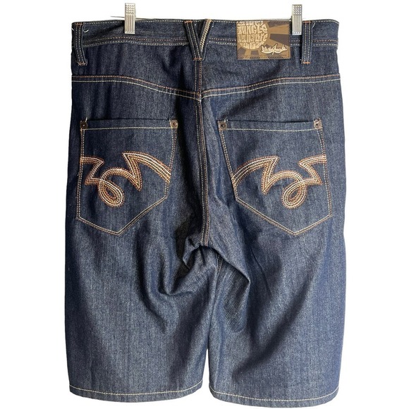 Vintager Y2K 5ive Jungle Co Baggy Streetwear New York Jean Shorts Mens Size 36 - Picture 2 of 7